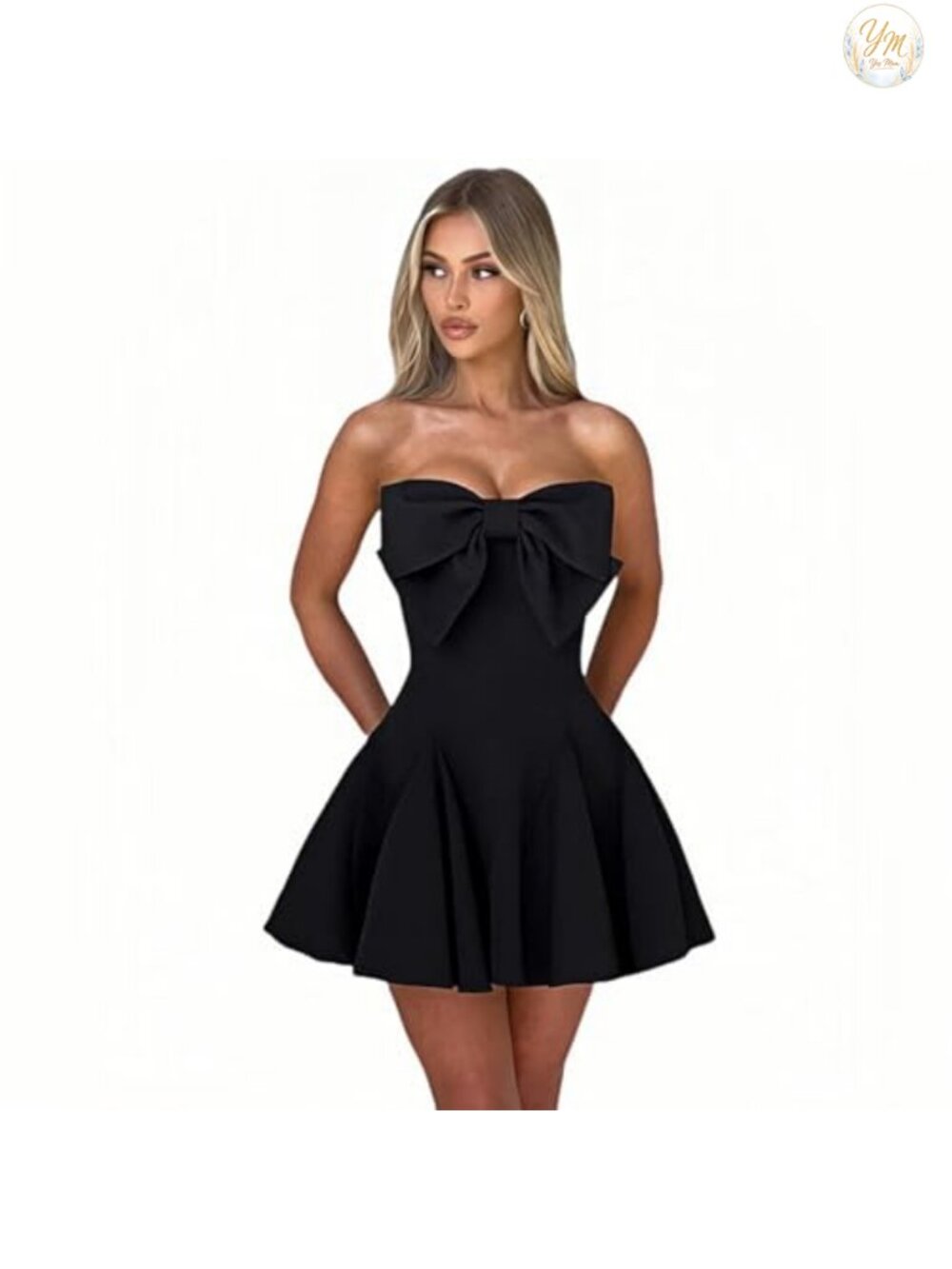 Elegant Strapless Bow A-Line Mini Homecoming Dress Sleeveless Party